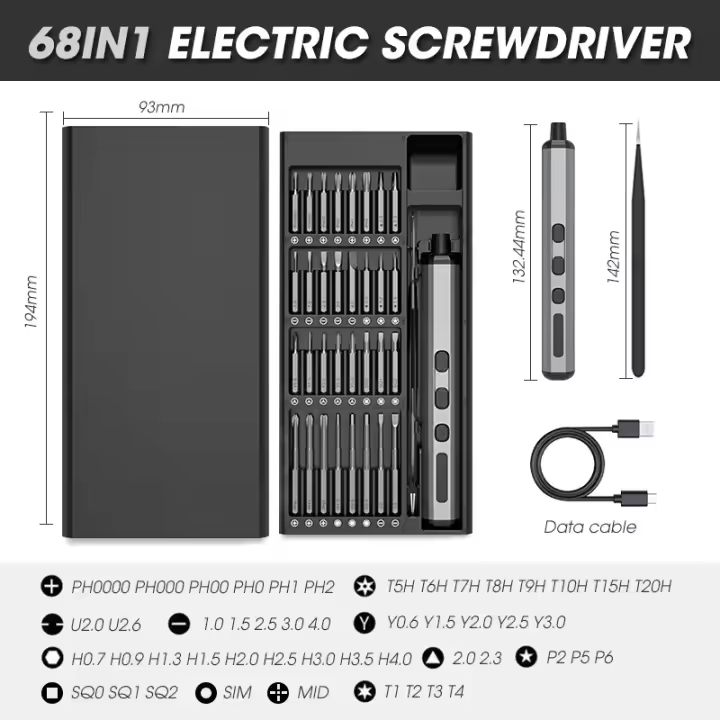 Juego eléctrico profesional 68 en 1, Mini destornillador inalámbrico, brocas magnéticas, herramienta de reparación de precisión - 1