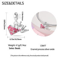 Colgante de Pulsera de Plata Esterlina 925 Serie Rosa de Diamantes Corona de Dama con Cuentas - details 1