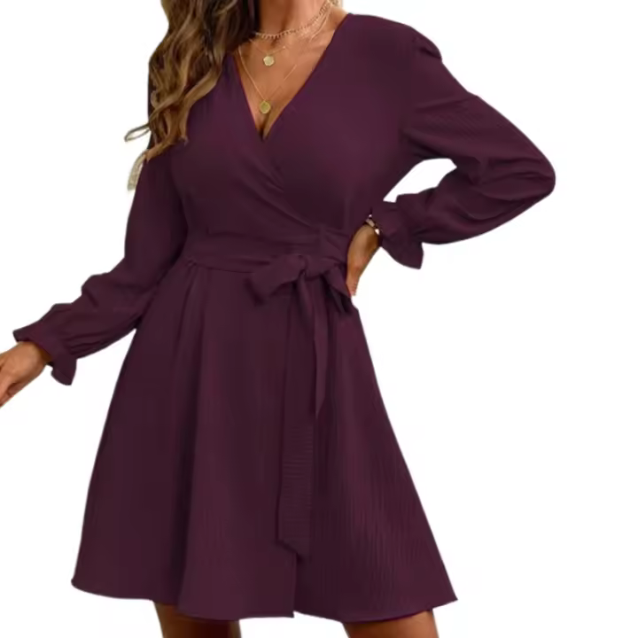 Ropa de mujer de moda Ropa de mujer, falda larga de color sólido, vestido de temperamento de talla mediana - 1