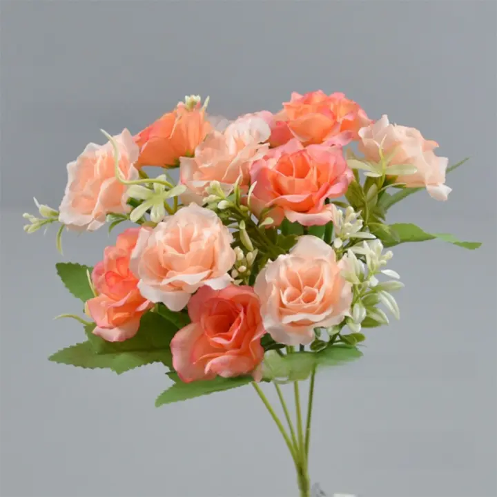 Ramo de rosas artificiales realista de 10 cabezas, 32cm, decoración Floral de seda de estilo occidental, flores artificiales, decoración de boda - 1