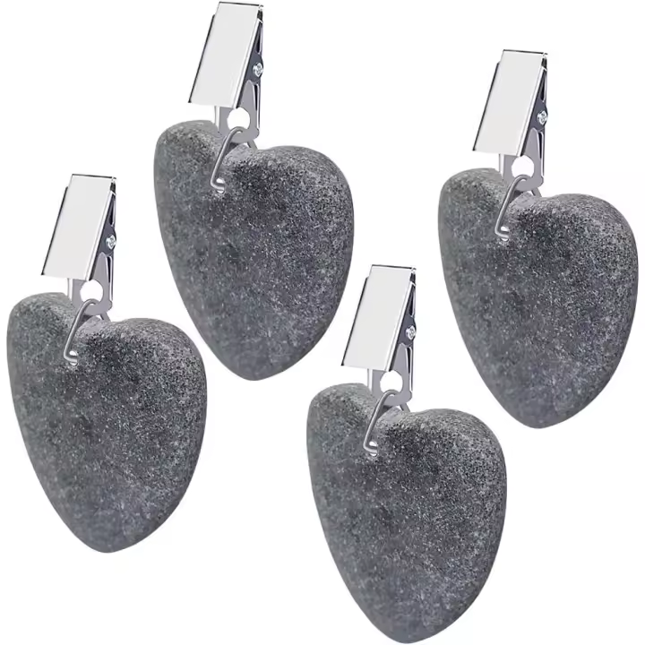 Mantel con patrón de corazón, juego de pesas de piedra, 4 piezas - 1