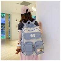 Nueva y bonita versión coreana de la mochila del campus ins para estudiantes femeninas de primaria y secundaria de gran capacidad, mochila ancha con correa para el hombro fuerte y duradera. - details 16