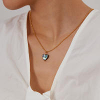 Collar con colgante de concha de abulón de amor natural de acero inoxidable con sentido de diseño elegante para mujer - details 8