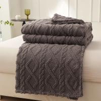Tuff-manta de franela a rayas de terciopelo para adultos, funda de cama suave, colcha mullida de punto cálido, sofá y dormitorio, Invierno - details 10