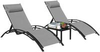 Chaise Lounge Juego de 3 tumbonas de aluminio con 5 posiciones ajustables, tumbonas de piscina + mesa para patio exterior, playa - details 1