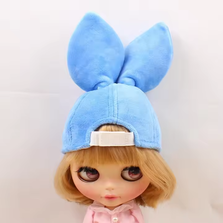 Gorro de franela con orejas de conejo para muñecas Blythe, accesorio de vestir, 4 colores, 1/6 - 1