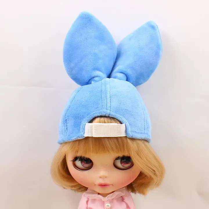 Gorro de franela con orejas de conejo para muñecas Blythe, accesorio de vestir, 4 colores, 1/6 - 1