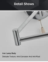 LEFANGXING Lámpara de Pared Retráctil 20CM Brazo de Rocer para Dormitorio, Sala de Estar - details 10