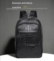 Mochila casual para hombres, mochila de cuero de moda, bolso de computadora de 15,6 pulgadas con patrón de cocodrilo, mochila de viaje - details 0