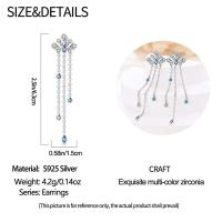 Pendientes de plata con borlas de copos de nieve azules y diamantes, lazo rojo para mujer, joyería creativa, regalos temáticos navideños - details 14