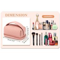 Bolsa de maquillaje impermeable de cuero PU, neceser de viaje multifuncional, portátil, doble capa, almacenamiento, organizador de maquillaje - details 2