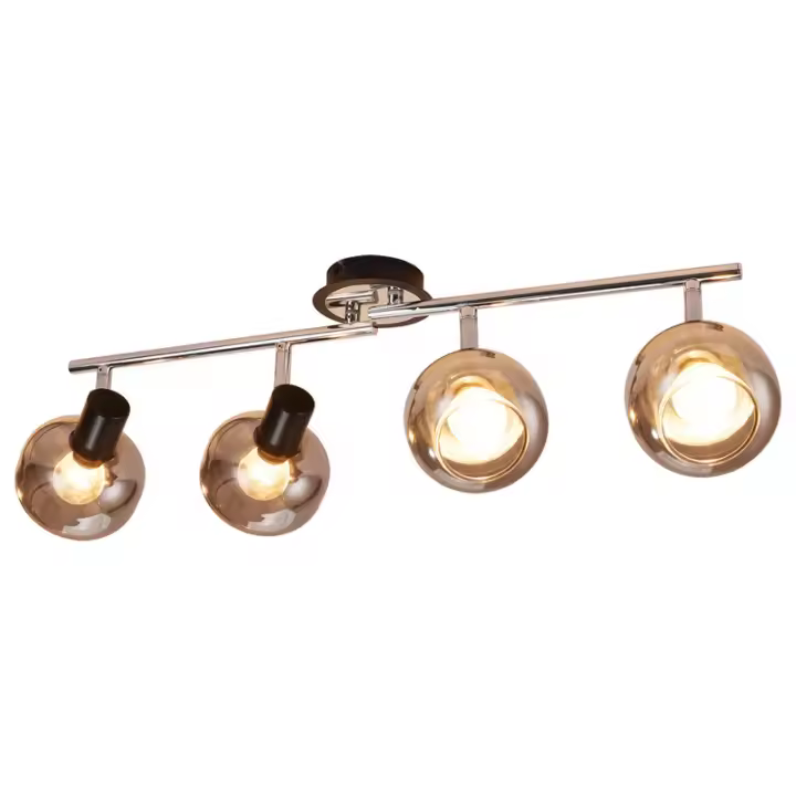 CBJKTX Foco de techo moderno E14 Vidrio ahumado 4 llamas ajustable 350 ° - 1