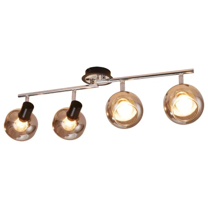 CBJKTX Foco de techo moderno E14 Vidrio ahumado 4 llamas ajustable 350 ° - 1