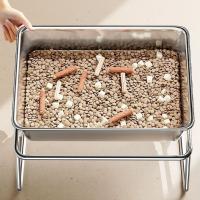 Cuencos elevados para comida para perros, cuenco de agua para gatos de acero inoxidable inclinado de 15 grados, protección del cuello, estante alto, plato de alimentación para mascotas para interiores - details 7