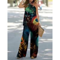 Conjunto de Dos Piezas para Mujer Sin Mangas Camiseta Ajustada, Pantalones Grandes, Moda de Oficina - details 2