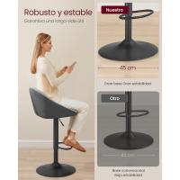 Taburete de bar, juego de 2, taburete de barra, regulable en altura, giratorio 360 ° Silla de cocina con respaldo, base, reposapiés, acero, para mostrador, comedor, blanco - details 18