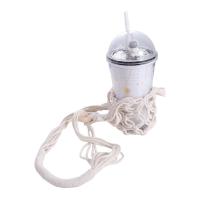 Bolsa de red para botella colgante bohemia, soporte para botella de agua tejido a mano, cuerda de algodón, soporte decorativo para taza de café - details 10