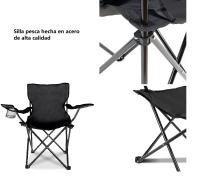 Set de 2 Sillas acampada plegable portátil sillas pesca camping playa con reposabrazos y bolsa de transportesenderismo trekking comodo - details 2
