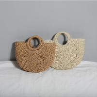 Bolsos de paja con forma de luna para mujer, bolso de mimbre tejido Vintage hecho a mano, ideal para playa, Verano - details 17