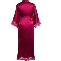 Vestido tipo kimono largo Sexy para mujer, bata de baño de encaje, lencería, camisón de seda helada, camisón de Color sólido, ropa de dormir de talla grande #     0701 - details 20