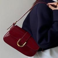 Bolso cruzado retro para mujer Bolso de mano sólido de lujo con correa y solapa, bolso rojo para axila - details 8
