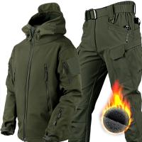 Conjunto de chaqueta táctica impermeable para hombre, chaqueta de caza, senderismo, exterior, Concha suave, invierno, 2 piezas - details 4