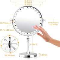 Espejo de tocador de 8 pulgadas con luz LED, 1X/10X reversible, con luz de 3 colores, recargable por USB, rotación de 360 ° - details 7