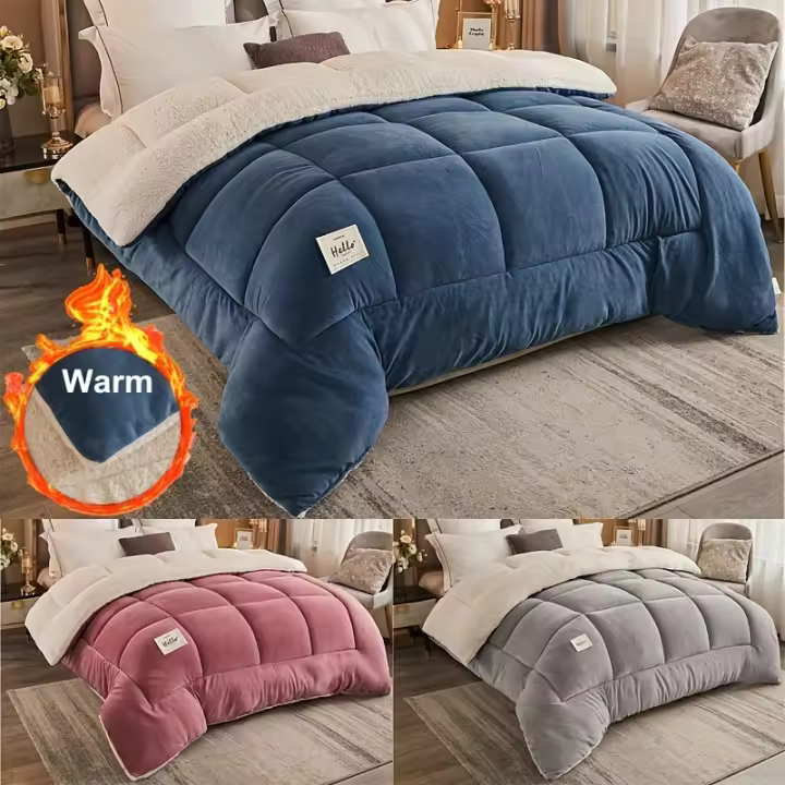 Edredón cálido de tres capas, suministros de ropa de cama gruesa para dormitorio, otoño e invierno, 1 unidad - 1
