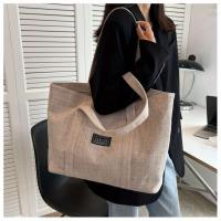 Bolso de mano de tela de cáñamo para mujer, bolso de hombro espacioso, bolso de mensajero versátil con cierre de cremallera, con múltiples bolsillos, para lavar a mano o limpiar en seco - details 14