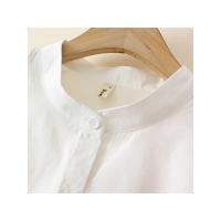 Tops de algodón con cuello levantado para mujer, blusas holgadas de manga larga con dobladillo bordado, ropa curva, talla grande, 4XL, primavera - details 14