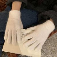 Preciosos guantes de punto con lazo de perlas y pantalla táctil, guantes de invierno de Color sólido con lazo para mujer, manoplas cálidas a prueba de viento para mujer - details 6
