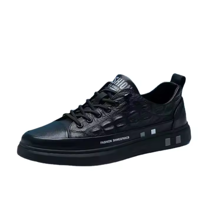 Cocodrilo patrón blanco zapatos de hombre transpirables cabeza redonda tendencia deportes y ocio versátiles zapatos de junta. - 1