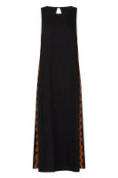 2025 Primavera/Novedad de verano moda Casual sin mangas cuello redondo Color sólido empalme encaje Split vestido de longitud media para mujeres - details 12