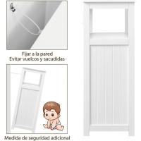 Armario de Baño de Madera Ajustable con Cajón y Estante Diseño de Doble Puerta para Sala de Estar Entrada Blanca Almacenamiento de Cocina Multiusos - details 23