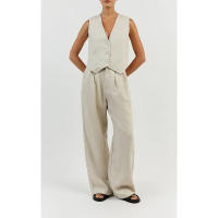 Conjunto Casual de Moda para Mujer verano 2025 Traje de Algodón y Cáñamo con Pantalones de Pierna Ancha Conjunto Vestido - details 1