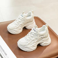 Zapatos deportivos de plataforma con cuña blanca pequeña estilo casual para mujer, aumento de altura, para interiores, 2025 - details 13