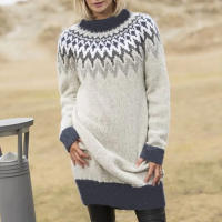Vestido largo tejido de lana Jacquard para mujer, moda de otoño e invierno - details 1