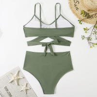 Bikini de dos piezas de cintura alta con estampado de leopardo, traje de baño sexy para mujer - details 11