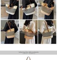 Bolso de estilo francés para mujer, gran capacidad, nuevo bolso versátil de hombro tejido de paja, bolso de mano para vacaciones en la playa - details 1