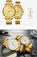Reloj de pareja de oro completo dos y medio calendario reloj de cuarzo para hombres y mujeres - details 4