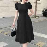 Vestido de vacaciones liso elegante con manga corta abombada para fiesta de verano a la moda para mujer - details 4