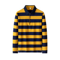 Polo de manga larga para hombre, camiseta transpirable a rayas, informal de algodón, novedad de negocios, Primavera, 2024 - details 1