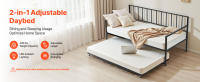 Cama Individual SucceBuy con Altura Ajustable, Base de Metal con Cama Nido, Luz LED Integrada y Estación de Carga, Listones de Metal Resistentes para Sala de Estar o Dormitorio - details 0