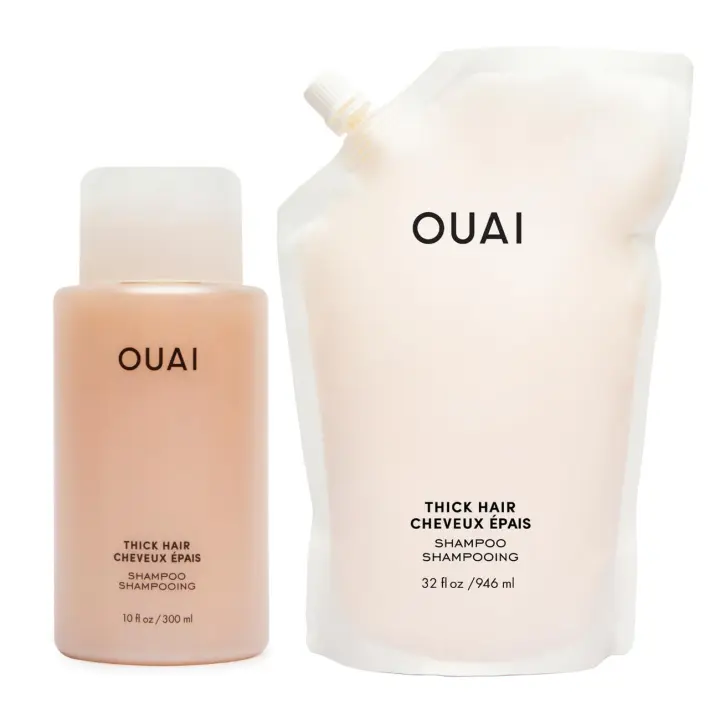OUAI + Champú hidratante de repuesto con queratina, raíz de malvavisco, manteca de karité, aceite de aguacate para cabello grueso, fortalece e hidrata - 1