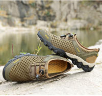 Botas de senderismo de malla para hombre, calzado deportivo de montañismo, transpirables, ligeros, antideslizantes, informales, para exteriores, verano - details 9