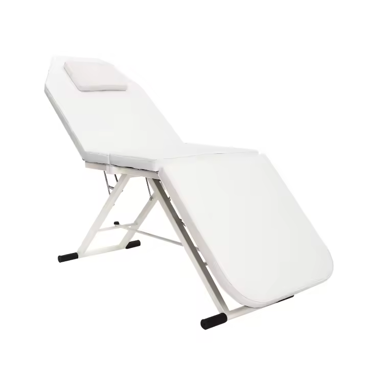 Mesa de masaje portátil de 3 zonas, plegable, de PVC, color blanco, nueva camilla de masaje, ajustable en altura, reposamanos - 1