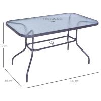 Mesa de Jardín Exterior de Metal Rectangular con Borde Curvado Capacidad de 70kg Vidrio Templado - details 2
