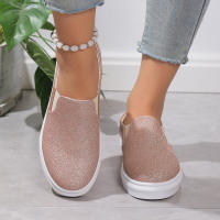 Mocasines de lentejuelas doradas brillantes para mujer, zapatillas de plataforma sin cordones de cuero Pu, zapatos planos antideslizantes informales para mujer, Otoño, 2024 - details 10