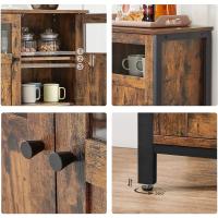 Aramrio de Almacenamiento, Aparador con Puertas de Cristal, para Comedor, Salón, Cocina, Estilo Industrial, Marrón Rústico y Negro - details 4