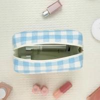 Bolsa con cierre para cosméticos a cuadros de celosía Simple, neceser de viaje de gran capacidad, bolsa de maquillaje impermeable de poliéster para mujeres/hombres - details 10